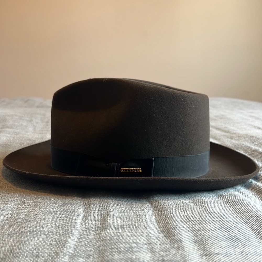 Stetson Classic Fedora 7 3/8 Dark Brown with Black Band